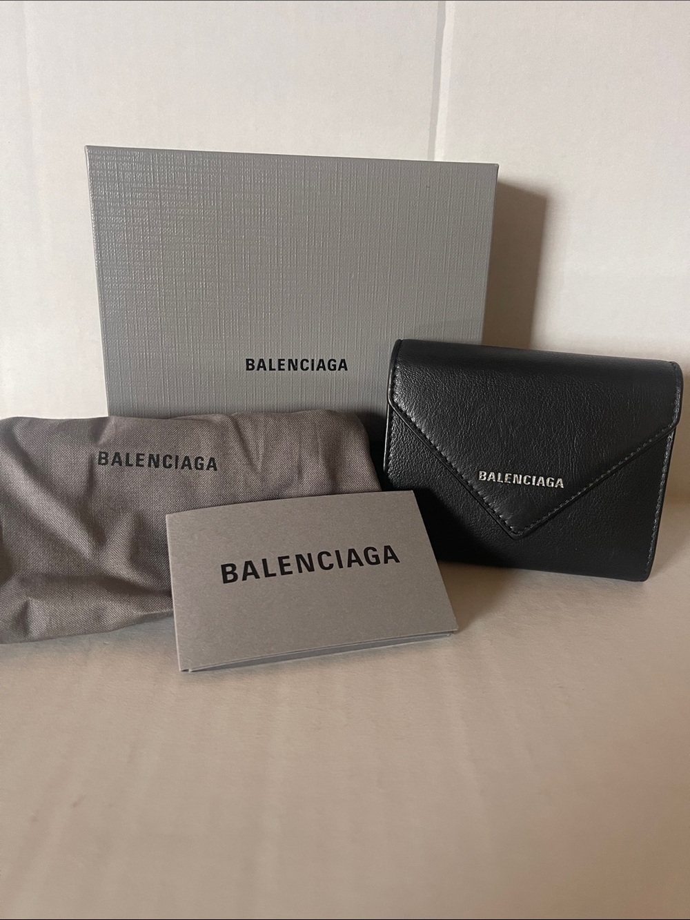 Balenciaga Black Envelope Leather Card Holder